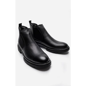 Hakiki Deri Siyah Su & Soğuğa Dayanıklı Kürklü Erkek Kışlık Bot LUASS25AL0030