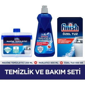 Temizlik ve Bakım Seti (Parlatıcı 400 ml + Makine Temizleyici Sıvı 250 ml + Tuz 500 gr)