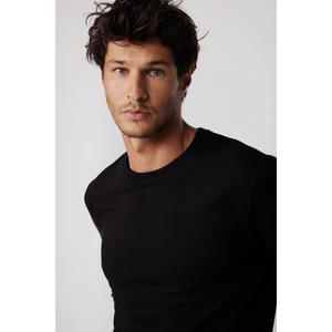 Unisex Relax Fit Rahat Kesim Pamuklu Basic Siyah Bisiklet Yaka Sweatshirt