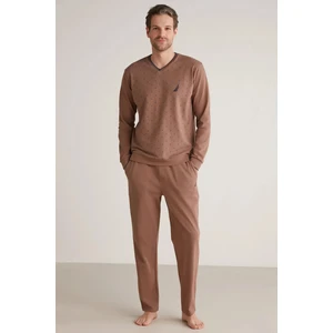 Yumuşak Dokulu Uzun Kol V Yaka Erkek Pijama Takım M624