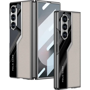Rona Store Galaxy Z Fold 6 Kılıf Ultra Ince Kamera Korumalı Pc + Deri Arka Yüzey Zore Kıpta Poligan Kapak-Titan
