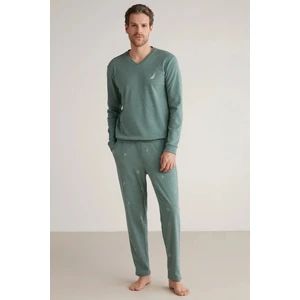 Yumuşak Dokulu Uzun Kol V Yaka Erkek Pijama Takım M628