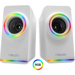 MD-182 Beyaz 2.0 Full Rgb LED Işıklı Multimedia Speaker USB Gaming Oyuncu Speaker Hoparlör