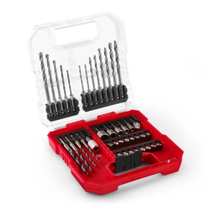 L-CASE 40 parçalı uç ve matkap seti (25 mm uçlar, hızlı değiştirilebilir uç tutucu, lokma anahtar, havşa, metal, beton ve ahşap matkap uçları, saklama kutusu dahil)