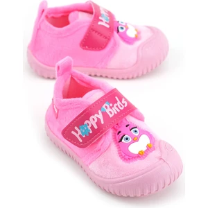 Kışlık Cırtlı Ayarlanabilir Rahat Taban Happy Birds Bebe Kız Panduf Ayakkabı