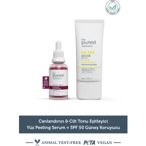 The Purest Solutions Canlandırıcı Cilt Tonu Eşitleyici Yüz Peeling Serum + Spf+50 Güneş Koruyucu TPS131