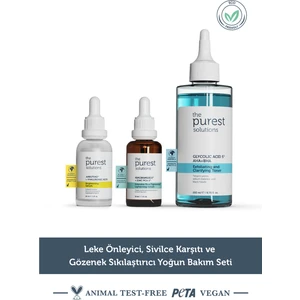 The Purest Solutions AHA + BHA, Niacinamide ve Glycolic Acid Tonik İçerikli Cilt Bakım Seti
