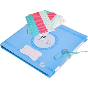 Isimli 12 Yapraklı Beyaz Kalemli Leylek Figür Erkek Bebek Anı Defteri