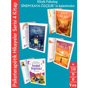 Psikoterapötik Hikayeler Serisi 4 Kitap- Cesur ve Zeki, Öfke Dağı, Tembel Değilsin, Minik Dev - Klinik Psikolog Sinem Kaya Özçelik 8+ Yaş