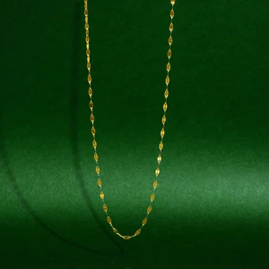 Fiyonk Kuyumculuk 14 Ayar Altın Aynalı Zincir Kolye Modern Işıltılı İtalyan Tasarım