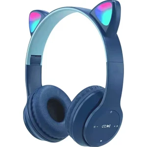 Kablosuz Kulaküstü Rgb Işıklı Kedili Bluetooth 5.0 Çocuk Kulaklığı Kulaklık P47M