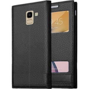 Samsung Galaxy J6 J600 Uyumlu Pencereli Kapaklı Magnum Kılıf