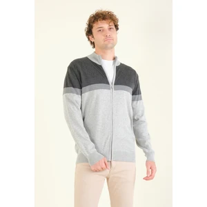 Giyim Dünyası Erkek Dik Yaka Fermuarlı Renki Hırka Antrasit