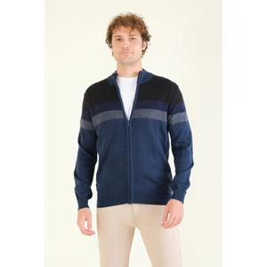 Giyim Dünyası Erkek Dik Yaka Fermuarlı Renki Hırka Indigo