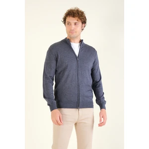 Giyim Dünyası Erkek Dik Yaka Fermuarlı Hırka Indigo