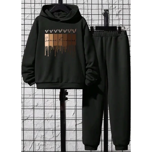 Kids Face Özel Tasarım Kapüşonlu Spread Kındness Kalpler Baskılı Kışlık Kız Çocuk Şık Eşofman Takımı