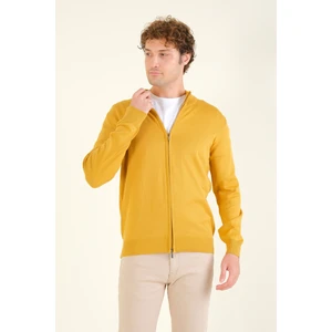 Giyim Dünyası Erkek Dik Yaka Fermuarlı Hırka Hardal