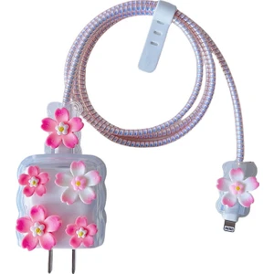 Uras Desing Figürlü Kore Moda Apple iPhone Uyumlu Adaptör & Kablo Koruyucu 5'li Set