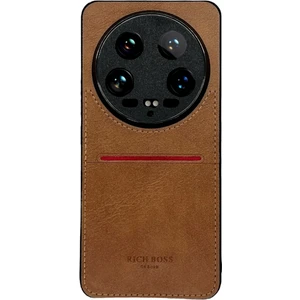 Piyasa Sepeti Xiaomi Mi 14 Ultra Kartlıklı Rich Boss Lüx Deri Kılıf Açık Kahve