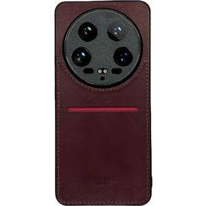 Piyasa Sepeti Xiaomi Mi 14 Ultra Kartlıklı Rich Boss Lüx Deri Kılıf Koyu Kırmızı