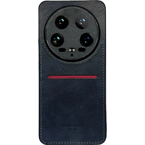 Xiaomi Mi 14 Ultra Kartlıklı Rich Boss Lüx Deri Kılıf Lacivert