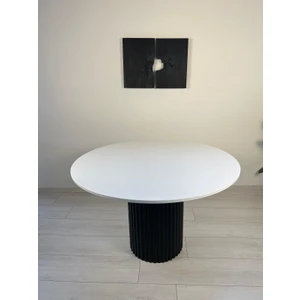 Woodywood 120 Cm Yemek Masası Yuvarlak Özel Tasarım Siyah Ahşap Model Mutfak