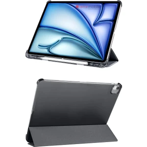 iPad Air 11 M2/M3 2024/2025 Air 6. Nesil uyumlu Kılıf Kalem Bölmeli Kapaklı Standlı Smart Akıllı Uyku Modlu