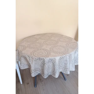 Altı Astarlı Yuvarlak Muşamba Masa Örtüsü -140 cm Çap-Elg4