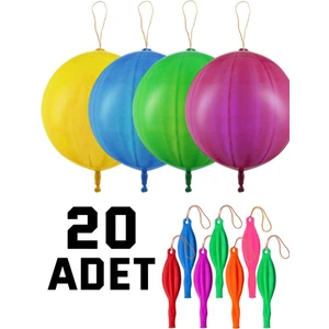 Balon Diyarı Lastikli Zıpzıp Balon Ipli Punch Panç Büyük Balon 20 Adet
