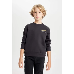 Erkek Çocuk Baskılı Bisiklet Yaka Baskılı Siyah Sweatshirt D3091A824AU