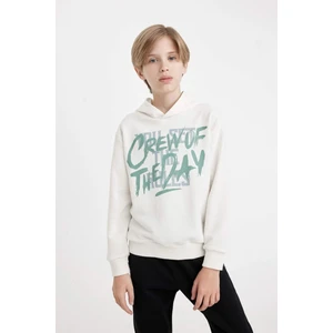 Erkek Çocuk Baskılı Kapüşonlu Sweatshirt