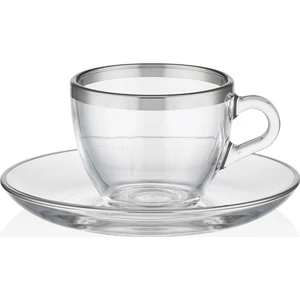 Dalia Platin Yaldızlı 70 ml 12 Parça 6 Kişilik Cam Kahve Fincan Takımı 9-01120022