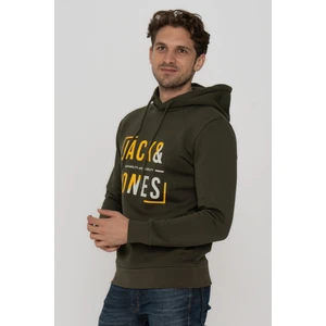 Jack & Jones Erkek Göğüs Logo Baskılı Kapüşonlu Sweatshirt - Tap