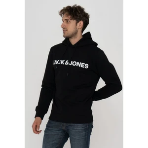 Jack & Jones Erkek Logo Baskılı Kapüşonlu Sweatshirt - Deldrick