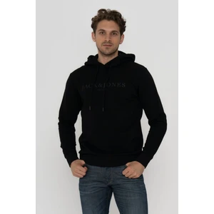 Jack & Jones Erkek Göğüs Logo Baskılı Kapüşonlu Sweatshirt - Trap