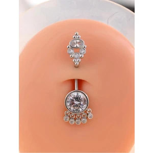 Ares Collection Zirkon Taşlı Çelik Göbek Piercingi