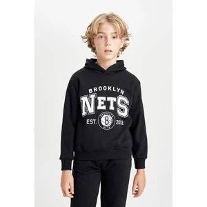 Erkek Çocuk Siyah NBA Brooklyn Nets Kapüşonlu Sweatshirt D3125A824AU