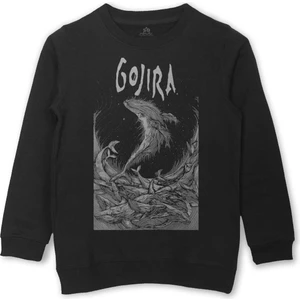 So Cool Gojira Balıklar Köpek Balığı Music Baskılı Çocuk Sweatshirt Siyah Sweat