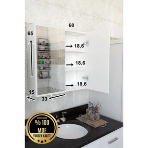 2 Kapaklı Aynalı Banyo Dolabı Çok Amaçlı Dolap