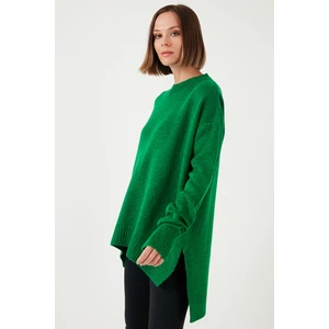 Rahat Kesim Yırtmaç Detaylı Bisiklet Yaka Kazak Kadın Kazak 4616142Y