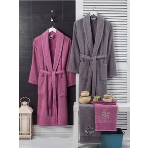 Mira Home 4 Parça Aile Bornoz Seti Kadın Erkek Havlulu Bornoz Takımı