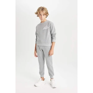 Erkek Çocuk 2'li Takım Bisiklet Yaka Baskılı Sweatshirt Beli Lastikli Jogger Eşofman Altı D2037A824AU