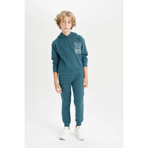 Erkek Çocuk 2'li Takım Baskılı Kapüşonlu Sweatshirt Üst Beli Lastikli Jogger Eşofman Altı D2045A824AU