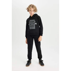 Erkek Çocuk 2'li Takım Kapüşonlu Baskılı Sweatshirt Üst Beli Lastikli Jogger Eşofman Altı D2034A824AU