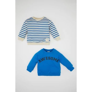 Erkek Bebek Bisiklet Yaka Baskılı 2'li Sweatshirt D2933A524WN