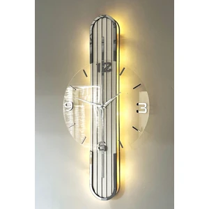 Asse Tasarım Stylish DESIGN-AYNALI-65CM-PILLI Led-Sessiz Mekanizma- Bey- Bey-Gümüş Tr Rakam