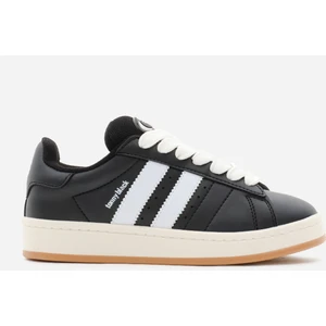 Tonny Black Kadın Siyah Beyaz Termo Taban Yanı Şeritli Bağcıklı Spor Ayakkabı