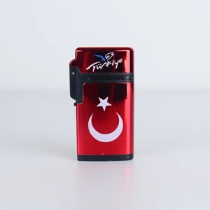 Türk Bayraklı Pürmüzlü Alev Kısmı Ayarlanabilir  Gazlı Çakmak