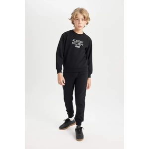 Erkek Çocuk 2'li Takım Baskılı Bisiklet Yaka Sweatshirt Üst Beli Lastikli Jogger Eşofman Altı D3560A824WN