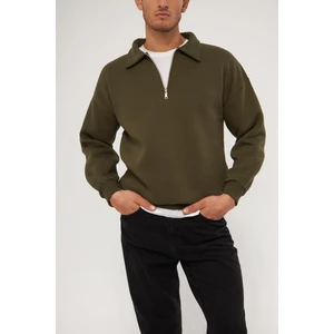 Ghassy Co. Erkek Polo Yaka Oversize Yarım Fermuarlı Sweatshirt